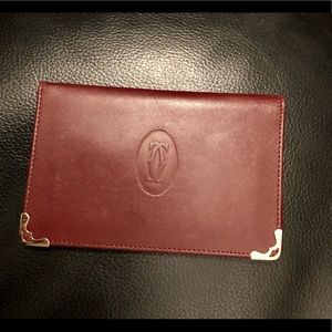 Must de Cartier Paris Leather Card Case in Cordovan with Gold Corners - Vintage